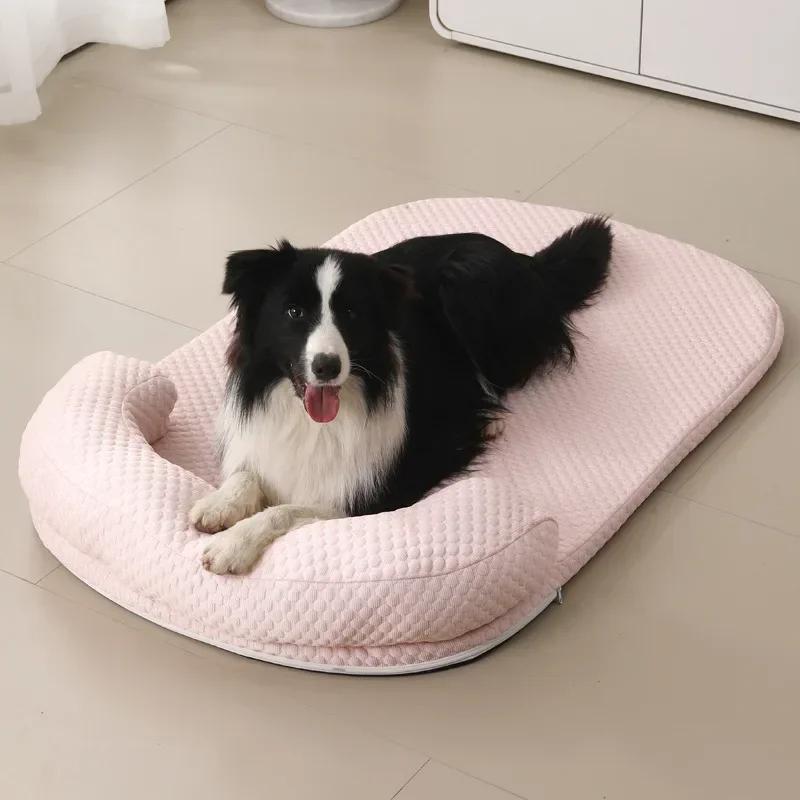 Summer Cooling Dog Bed Ice Silk Cold Cat Mat Foam Sleeping Sofa Puppy Kennel Breathtable Cooling Fabric Dog Cat Bed Pet Cushion