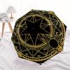 Golden Star Moon Sun Symbol Circular DecalUmbrella, Portable 3-Fold Umbrella for Men & Women,Christmas Gift ES286