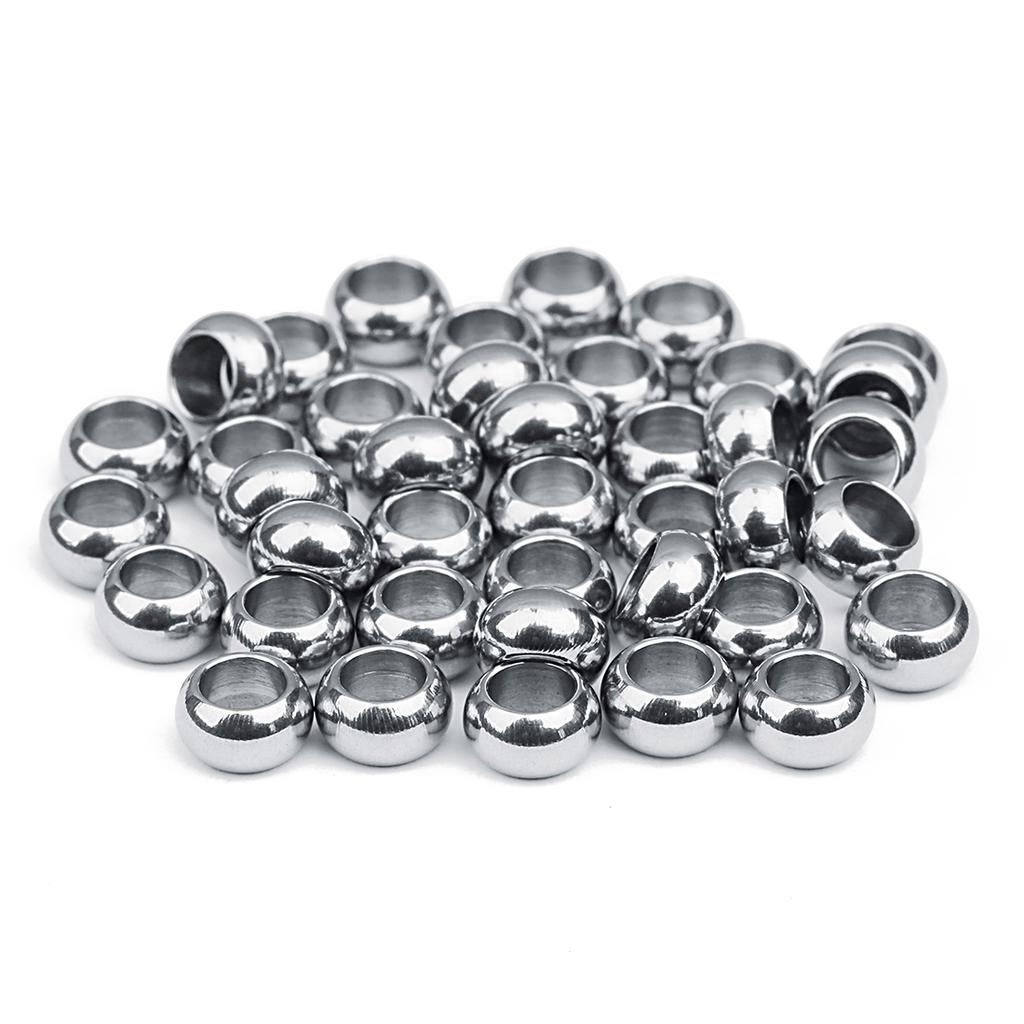 20pcs/lot Stainless Steel Beads Large Hole Round Loose Spacer Beads For Jewelry Making DIY Charms Bracelets Necklace Accessories