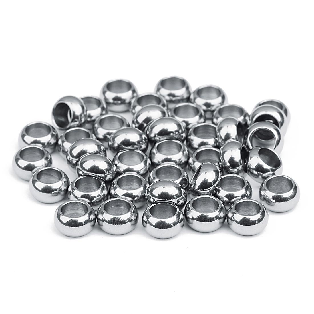 

20pcs/lot Stainless Steel Beads Large Hole Round Loose Spacer Beads For Jewelry Making DIY Charms Bracelets Necklace Accessories