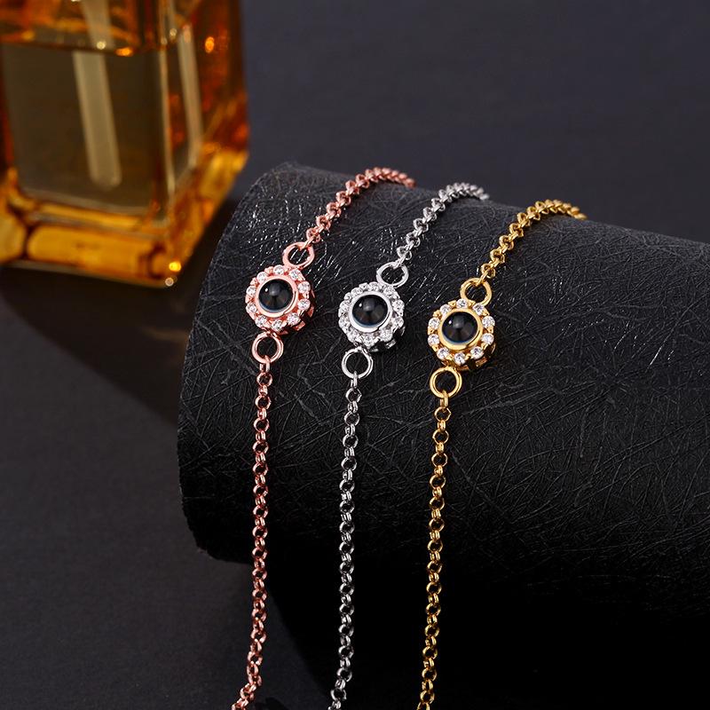 

Браслет с проекцией Я люблю тебя на 100 языках, с цветной фотографией HD платиновый