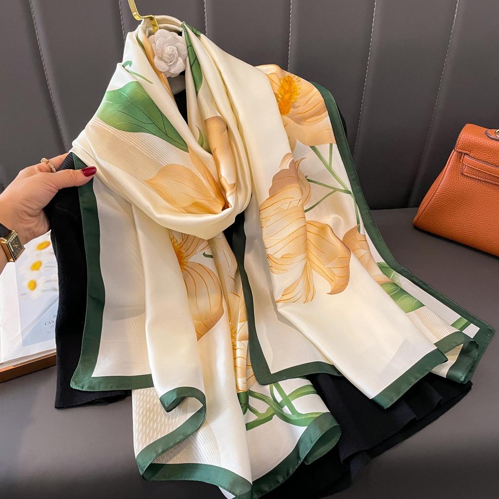 The new printing silk scarf spring and summer outside take sunscreen scarf beach towel thin section warm neck temperament versatile ladies