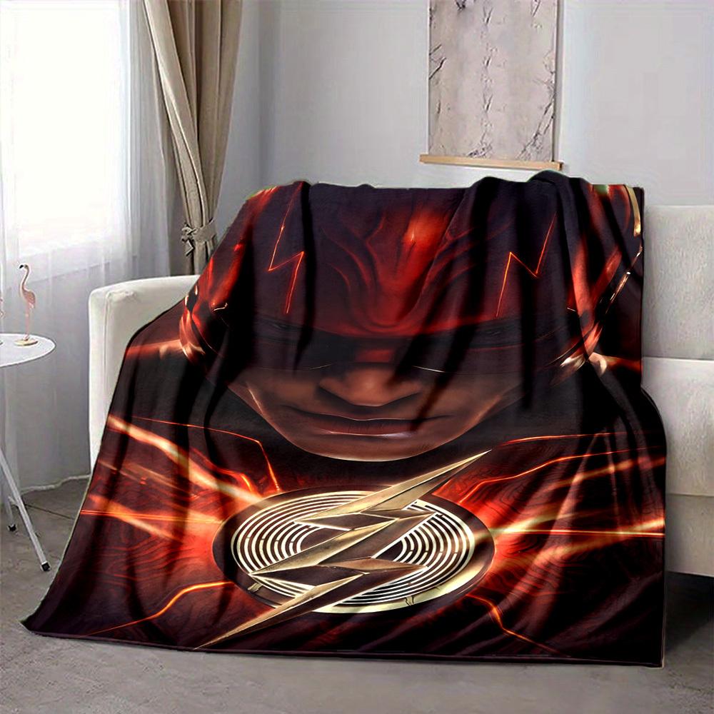 1pc Flash Symbol Blanket Lightweight Flannel Throw For Sofa, Bed, Travel, Livingroom, Office, Couch, Chair, And Bed