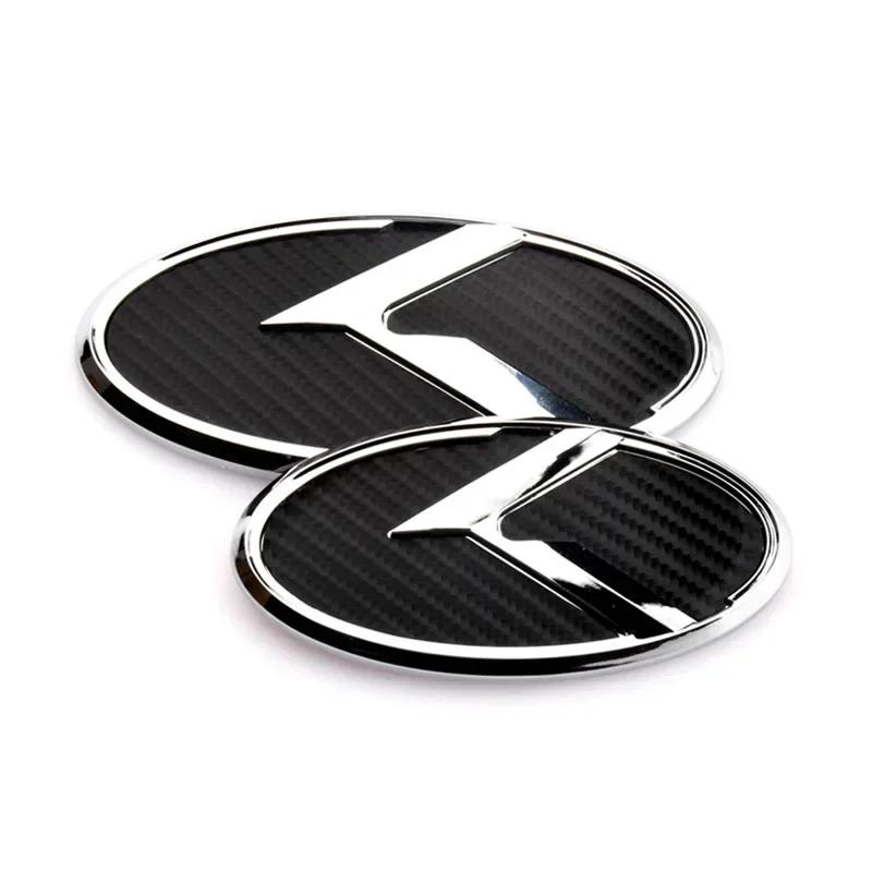 AABIZ1 2pcs x 3D ABS K Logo Front Grill Emblem Rear Trunk Badge Car Sticker Decal for Kia K5 2011-2013 Optima Forte 2009-2014