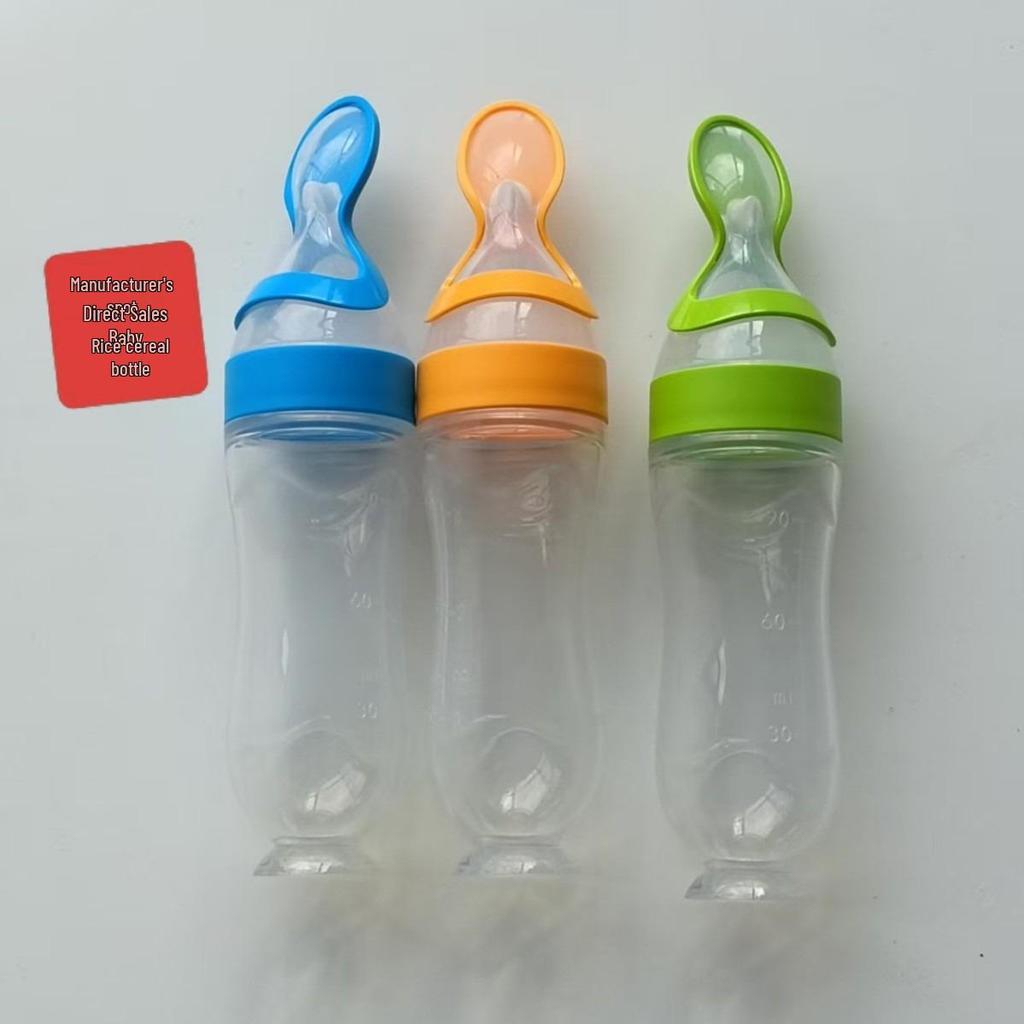 Silikonová kojenecká láhev s přísavkou na kaši a mléko