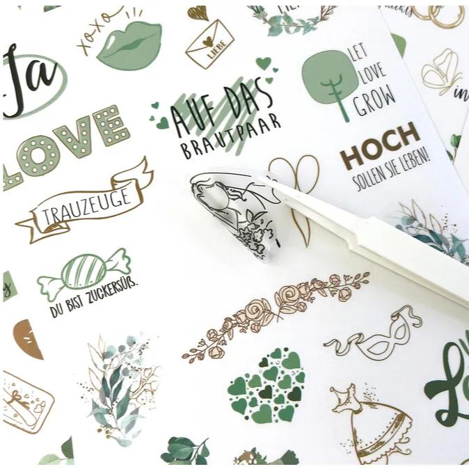 8 Sheets/Set Wedding Theme DIY Scrapbooking Stickers Transparent Decorations for Guestbook Handaccount Arts Crafts Stickers