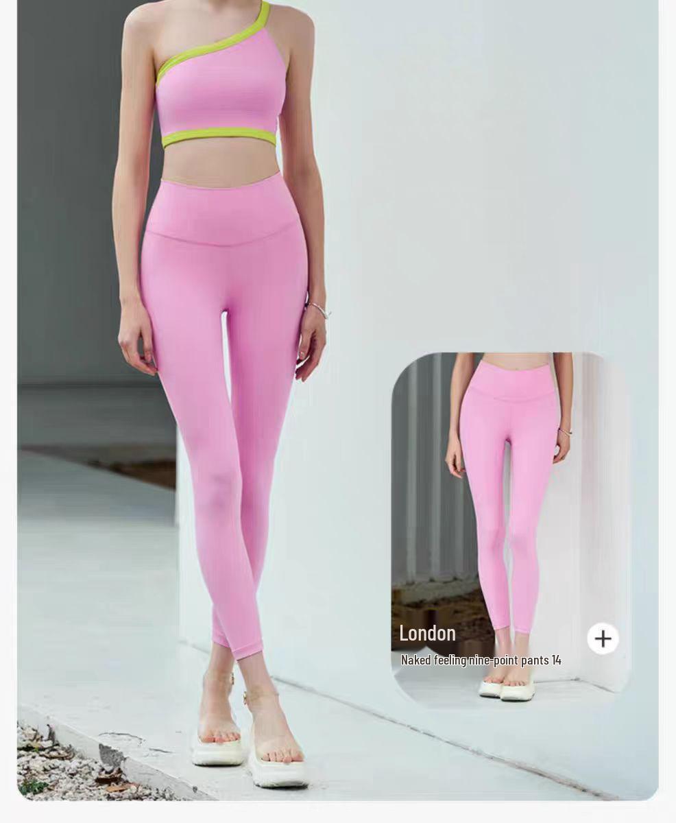 

Европейский/Американский Топ для йоги на одно плечо нюдового цвета и фитнес-комплект M