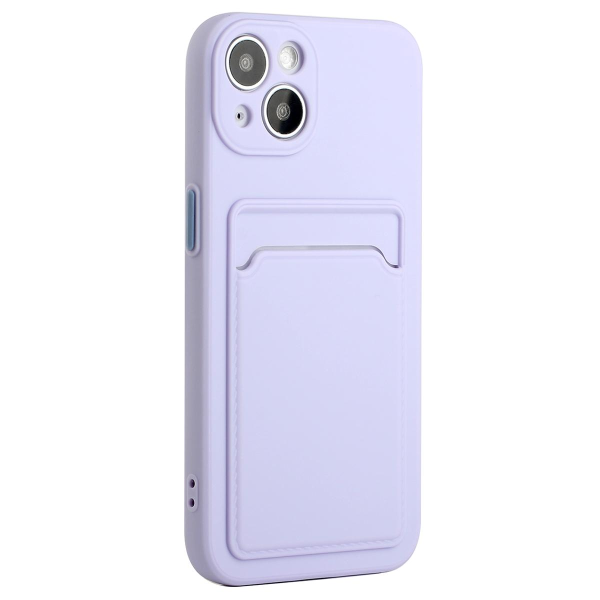 

For iPhone 14 TPU Case Flexible Phone Cover with Back Card Slot Purple