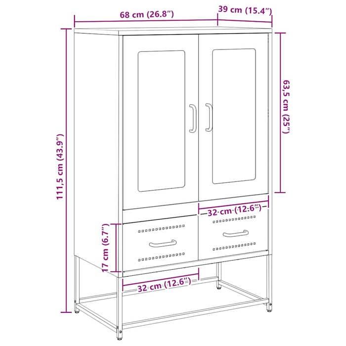 VidaXL Highboard Anthracite 68x39x111,5 Cm Steel, Cabinet, Storage Cabinet, Highboard, Sideboard, Cabinet 853364