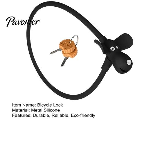 Key-operated Bike Lock with Keys Cute Biscuit Dog Cable Anti-Theft Secure Silicone Covered Bicycle for Helmet Door Skateboard Anti-theft Bicycles