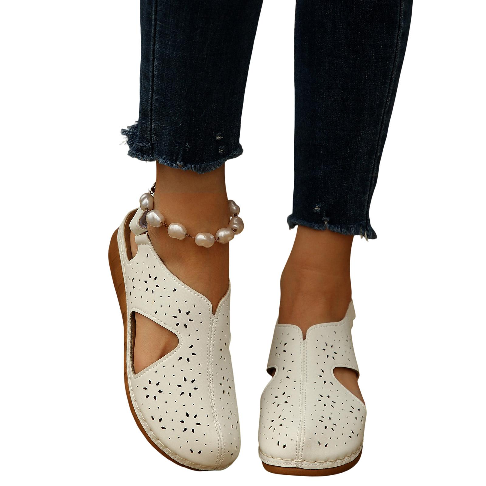 

Sandals Women Summer Orthopedic Shoes Thick Sole Roman Sandals Comfortable Wide Foot Beach Sandals Soft Insole Sandals Casual Summer Shoes 40 білий
