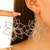 1 Paar Vintage Übertriebene Hohlblumen Metallohrringe Für Damen, Elegante Geometrische Gewebte Hängende Ohrhänger Mode Ohrschmuck