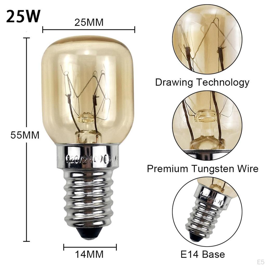 2 Pcs Oven Light Bulbs with E14 Base, Lamp, Replacement Appliance Bulb for Oven,