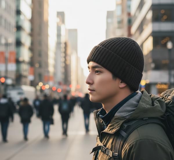 Knit Beanie Warm and Made of Thick Ribbed Solid UV One Size Fits Most [FREESE] Cap, Warm, High-Quality Rayon, Knit, Color, Protection, (Black)