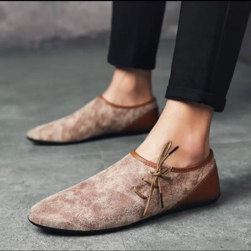 

Fashion Classic Men Fashionable Casual Loafers Men Lace-up Lightweight Comfortable Travel Business Leather Shoes Sizes 38-44 Men Shoes 38 бежевый