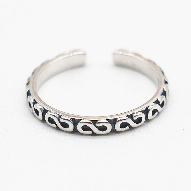 Retro S Letter Adjustable Band Ring for Women - Versatile, Stackable, Hip Hop Style, Index Finger Ring Adjustable Open