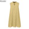 ZANZEA Womens Summer Sleeveless Hollow Embroidery Lace Crochet Short Dress