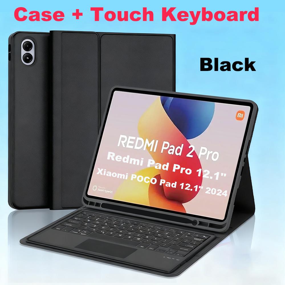 Etui do Redmi Pad 2 Pro 12.1/Redmi Pad Pro 12.1 cala, Pokrowiec z klawiaturą Bluetooth dla POCO Pad 12.1 cala
