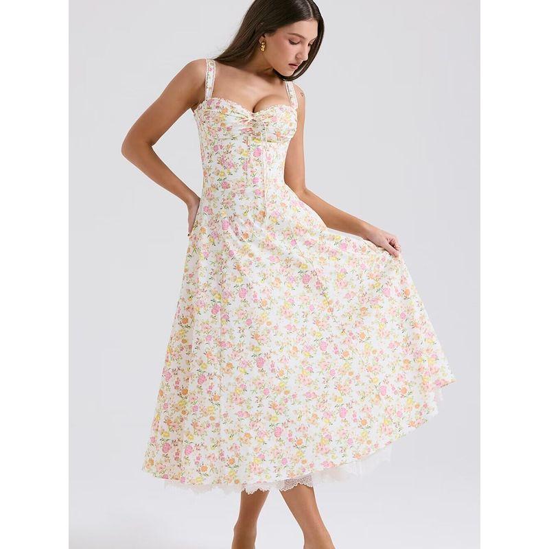 French Pastoral Style Lace Splicing Sling Dress