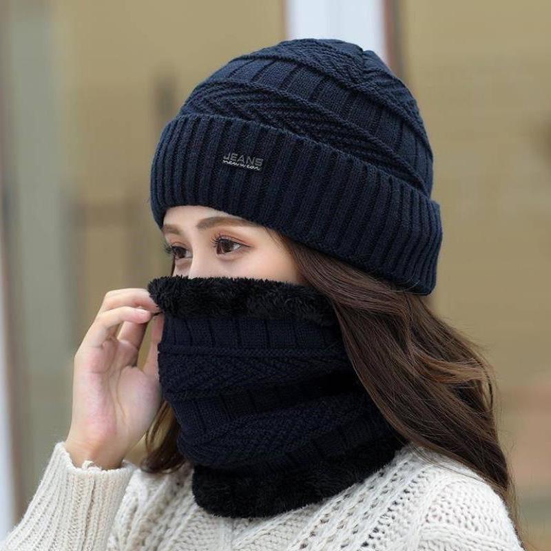 Hat Women's Winter Velvet Warm Ear Protection Wool Hat Fashionable Versatile Autumn and Winter Thickened Cold-proof Knitted Hat