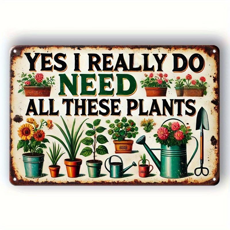 

2D Flat Vintage Yes, I Really Need All These Plants Wall Sign - Rustic Wooden Fiberboard Decor with Colorful Plant Illustrations,Nurseries 20*15cm