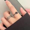 Trendy Women's Adjustable Black Enamel Chain Cross Ring