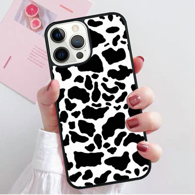 Cute Black and White Cow spots Pattern Phone Case Cover For iPhone 17 Air 15 16 Pro Max 14 13 12 11 Pro Max Plus