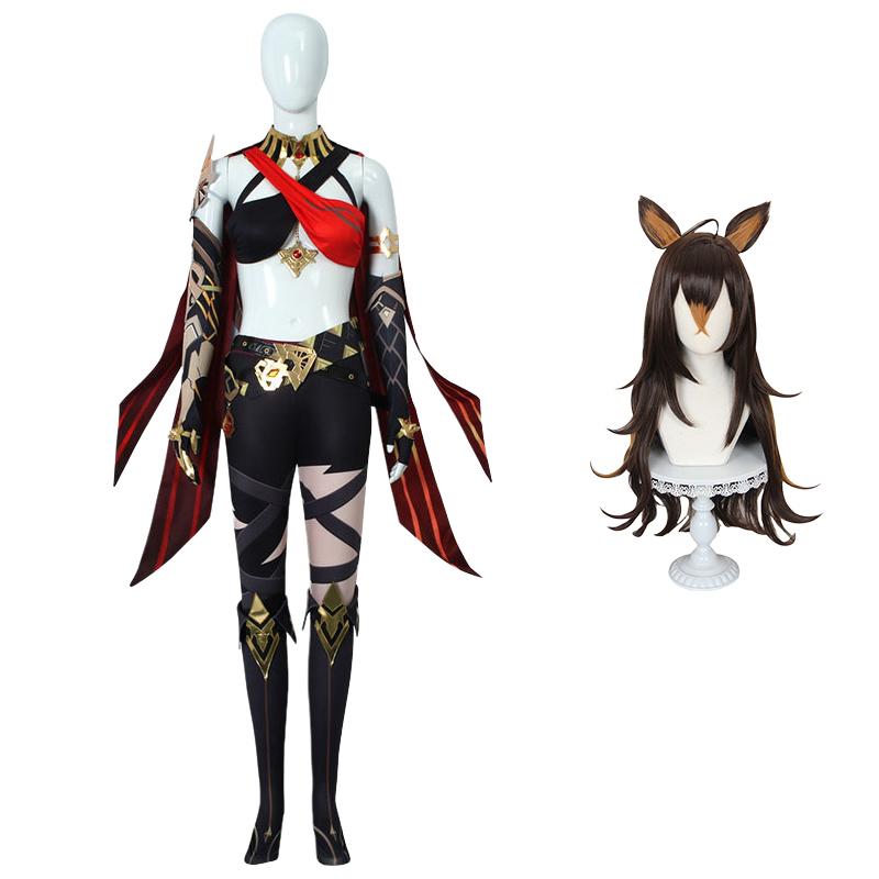 Dehya Cosplay  Cosplay Costume Dehya Wig Sexy Women Uniform Accessories Halloween Carnival Party Outfit Full Set