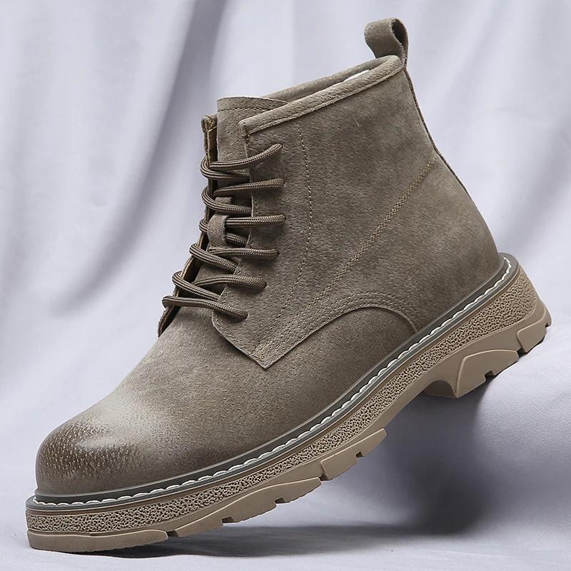 Fashion 2024 Winter Men's Ankle Boots British Style Mid Top Boots Outdoor Boots Luxury Brands Classic Design High Top Men Casual Shoes