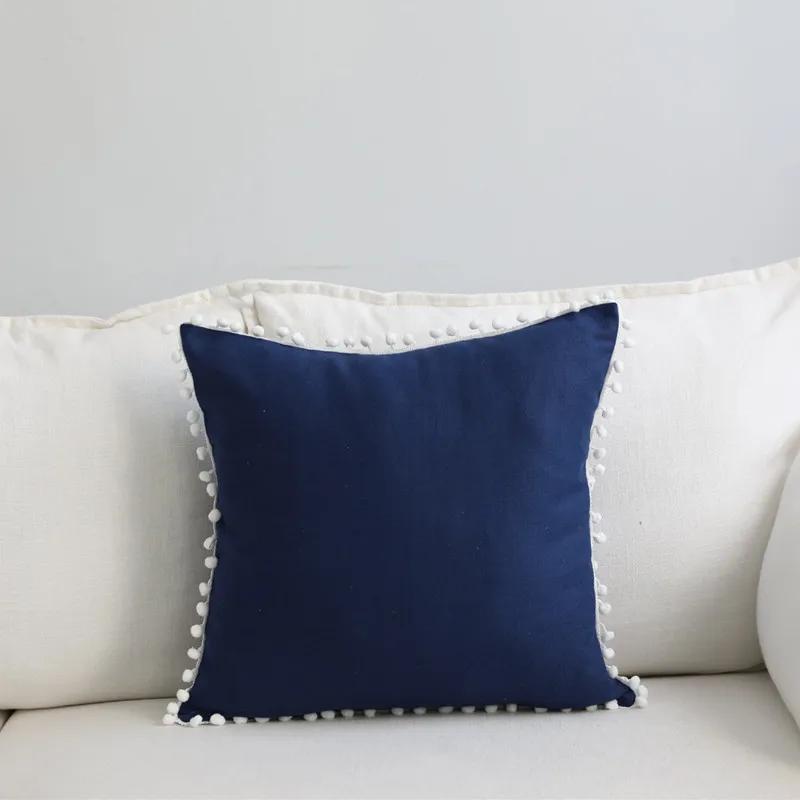 45x45cm Classic Striped Living Room Sofa Cushion Cover With White Ball Cotton Throw Pillow Case Home Decoration