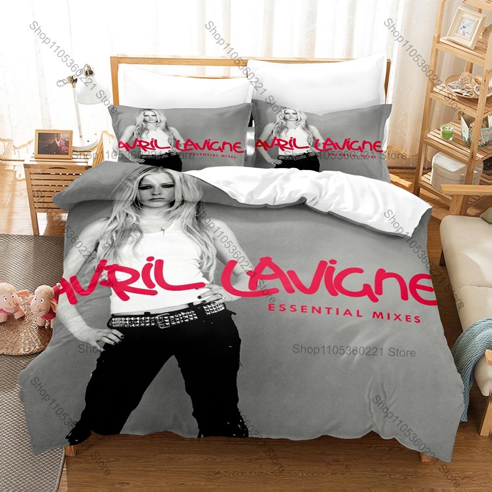 Avril Lavigne 3Pcs Bedding Set 3D Printed Music Singer Duvet Cover Pillowcase Twin Full Queen King Size Soft Microfiber