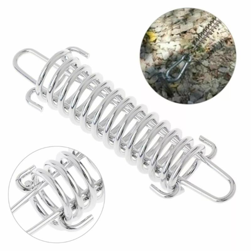 Outdoor Tent Spring Elastic Buckle Stainless Steel Camping Tent Windproof Rope Buckle Ground Fixing Buckle