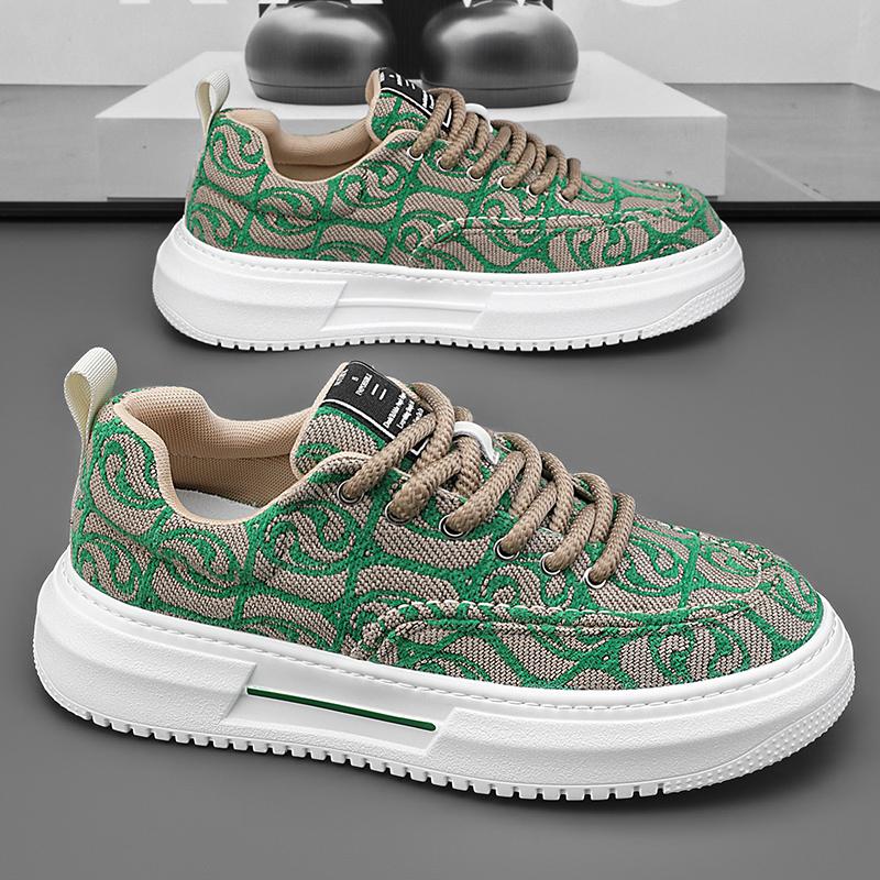 Summer new niche printed canvas casual shoes middle school students platform sports board shoes autumn