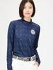 Mizuno Logomania Golf Mock Neck Long Sleeve Recycled Deep Size M Shirt, Material, Stretch, Women's, Navy, (E2MA2732)