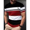 Summer Round Neck 3D Color Block Print Top Fashionable Casual Short Sleeved Men's T-shirts