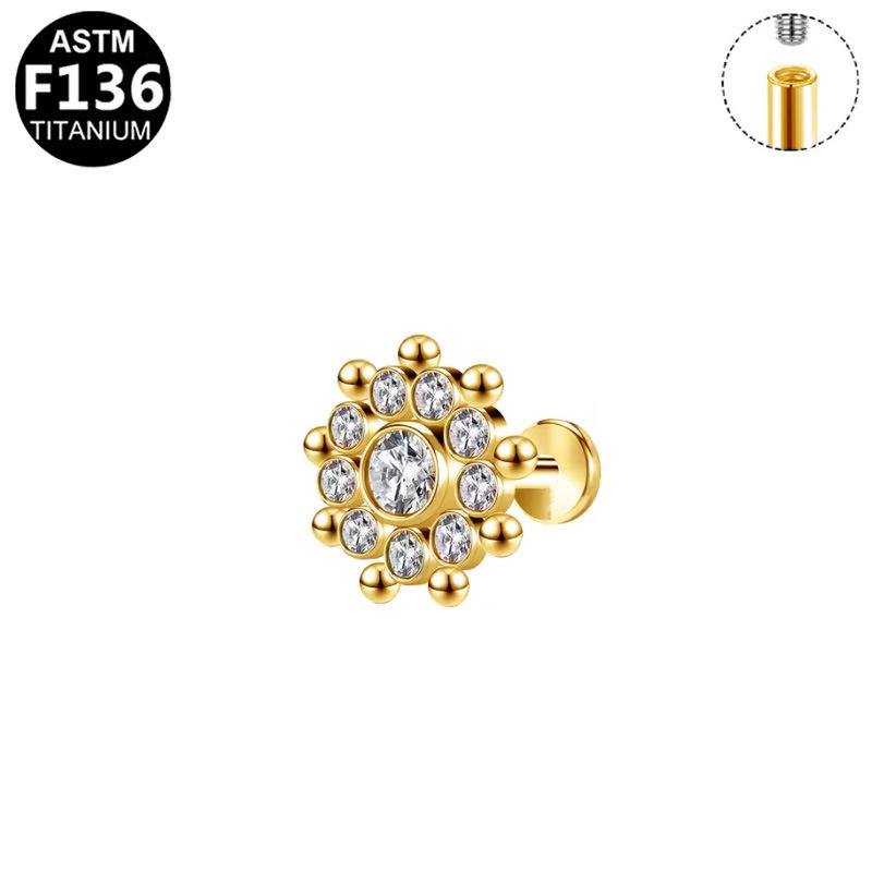 Titanium Alloy Cross-Border Fashion Lip & Ear Stud - G23 Internal Thread Design