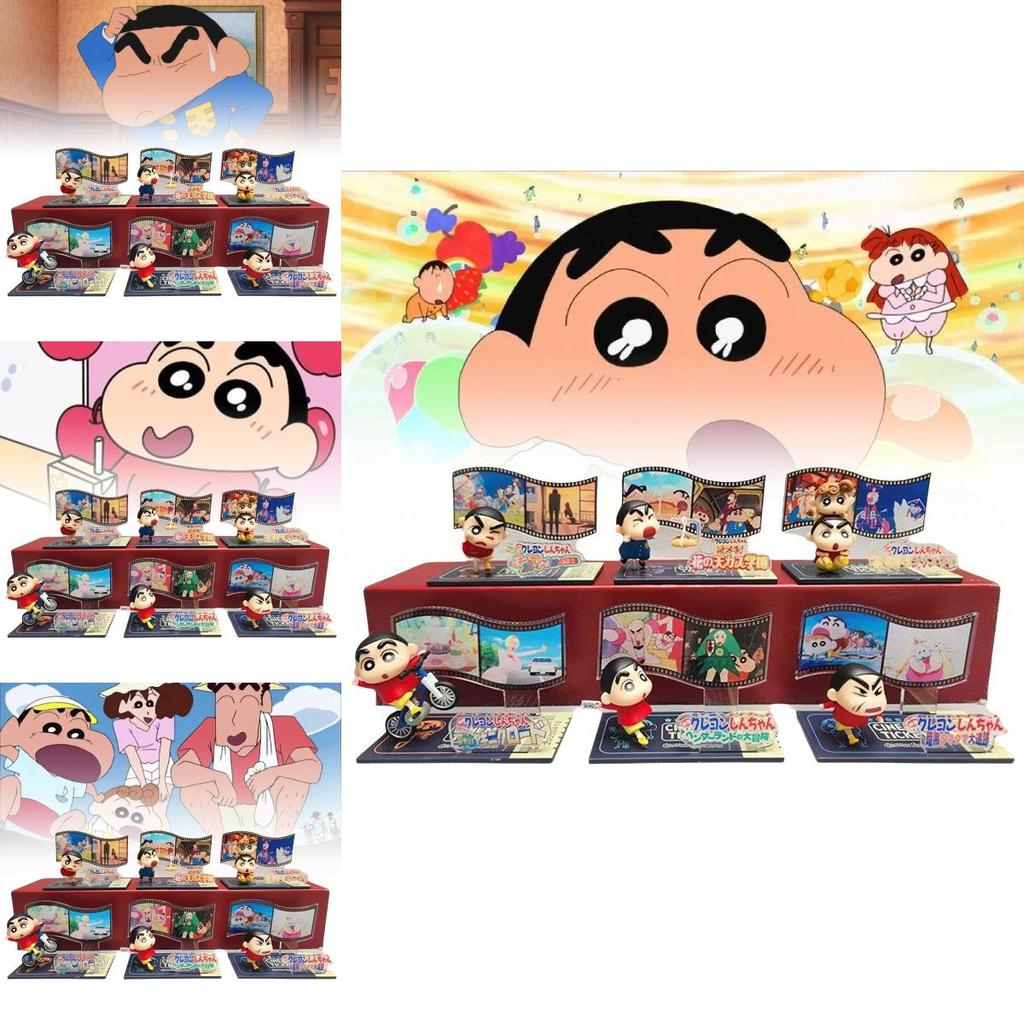 Collectible Crayon Shin-chan Running Movie Scene Series Pvc Figure Blind Box Toys