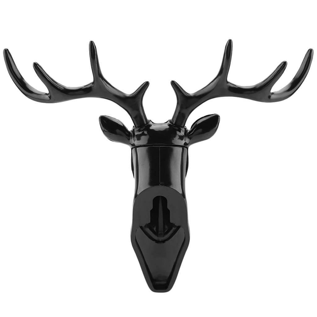 Animals Deer Head Hook Hanger Rack Holder Wall Mount for Home Room Decor(Black)