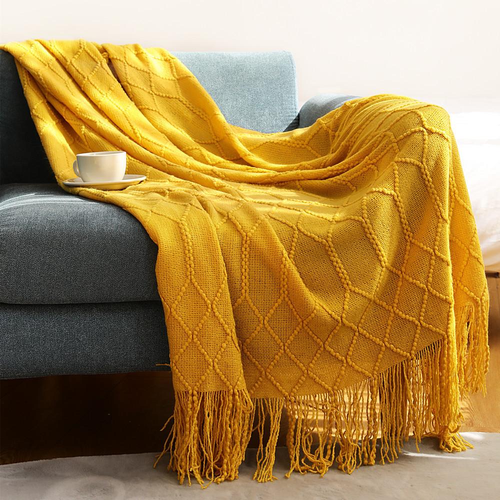 Scandinavian Woolen Throw Blanket Warm Knitted Sofa Cover Blanket Bed Tail Sofa Throw Blanket Thick Winter Office Lunch Nap Blanket