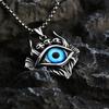 Vintage Style Stainless Steel Men's Necklace With Gemstone Inlaid Evil Eye Pendant