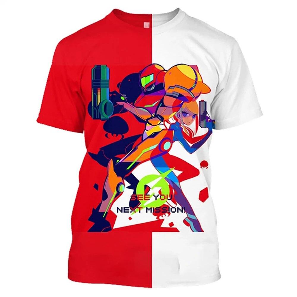 Metroid 3d Print T-shirt Unisex Women Fashion T-shirts Kids Hip Hop Tops Tees Metroid T Shirt Oversized Game Tops Camisetas Hombre