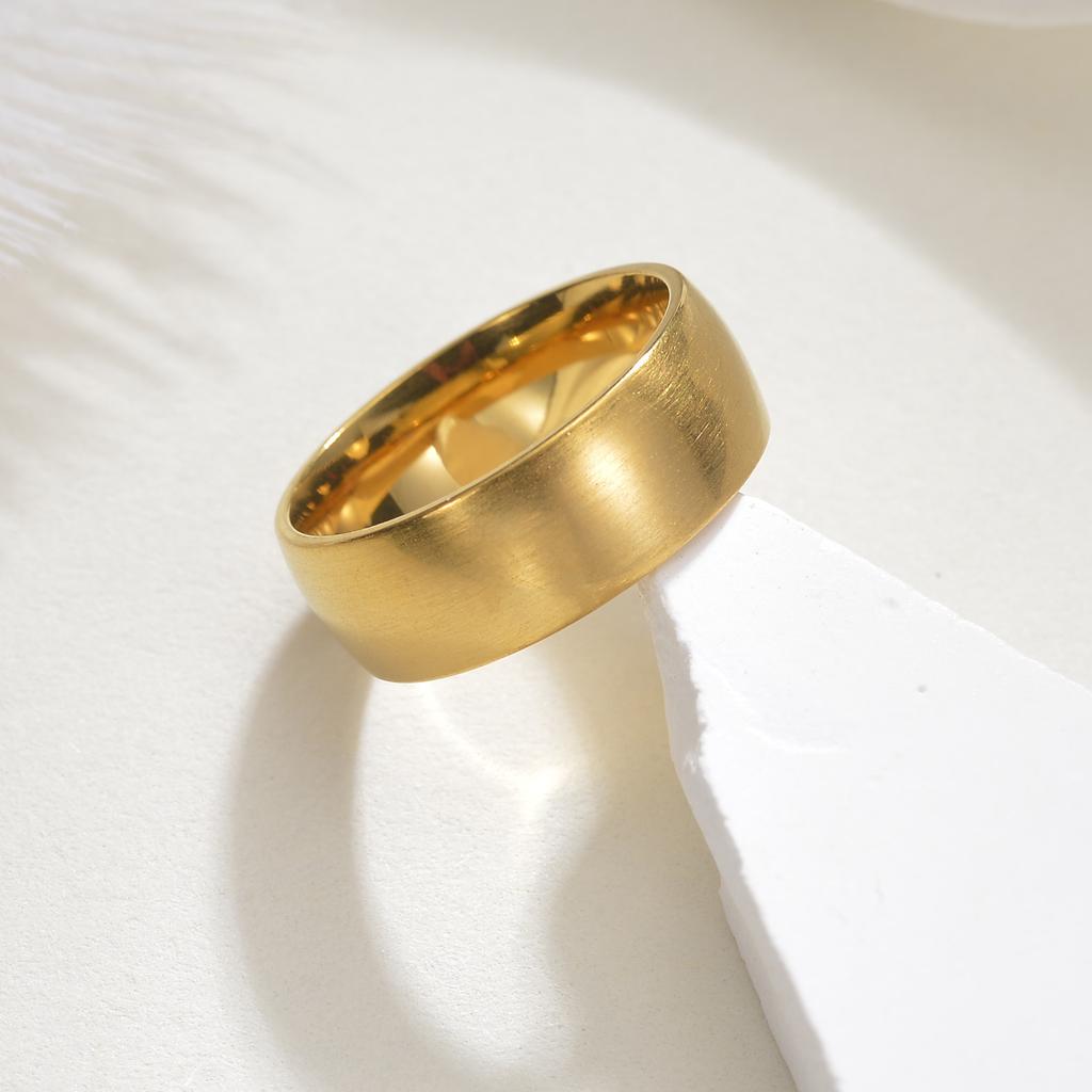 European and American Simple and Trendy Men's Jewelry 8mm Wide Ring with Arc Shape That Does Not Fade