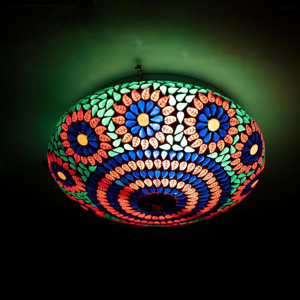 Mosaic Pattern Handrafted Colourful Glass Ceiling Light