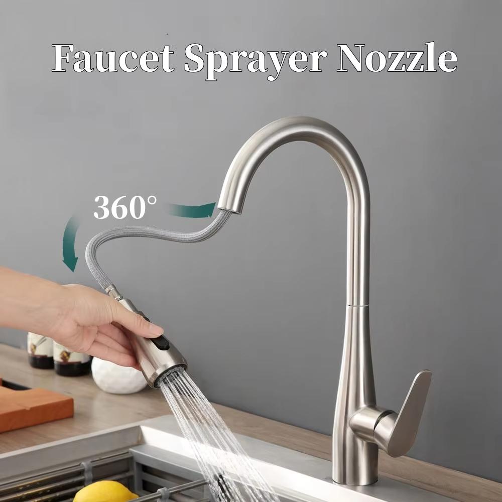 3 In 1 Kitchen Faucet Extender Universal 360° Rotate Pull Out Kitchen Tap Multi-mode Strong Flushing Booster Kitchen Accessories