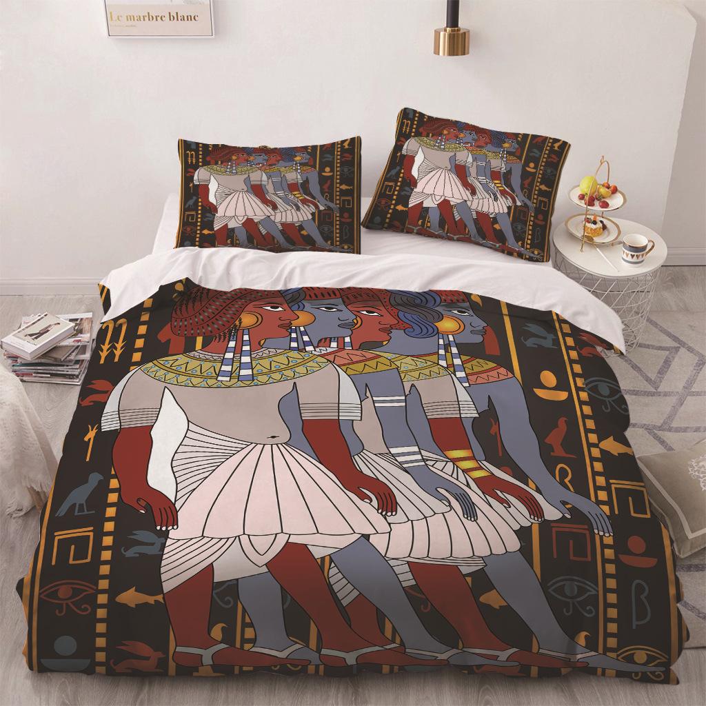 Africa Egypt King Queen Duvet Cover Egyptian Pharaoh Bedding Set For Teens Adults Ancient Frescoes 2/3pcs Polyester Quilt Cover