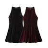 TAOP&ZA Women's Elegant Velvet Sleeveless Dress - Early Spring Collection 4043185