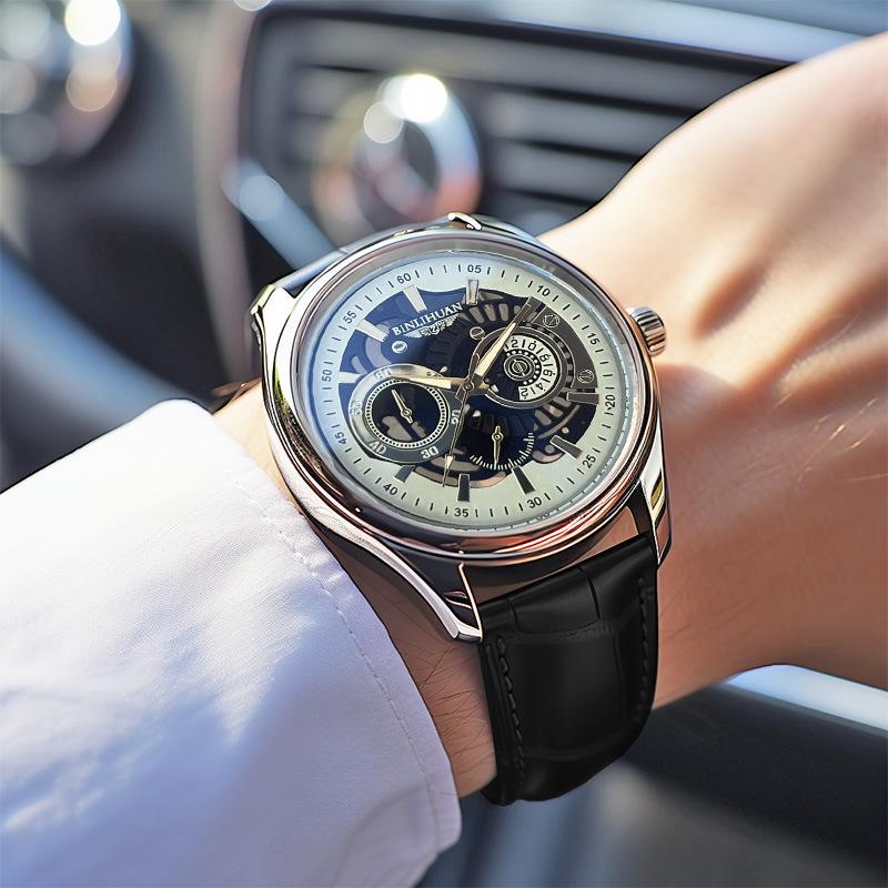 Men's Classic Leather Watch Minimalist Quartz Wristwatch