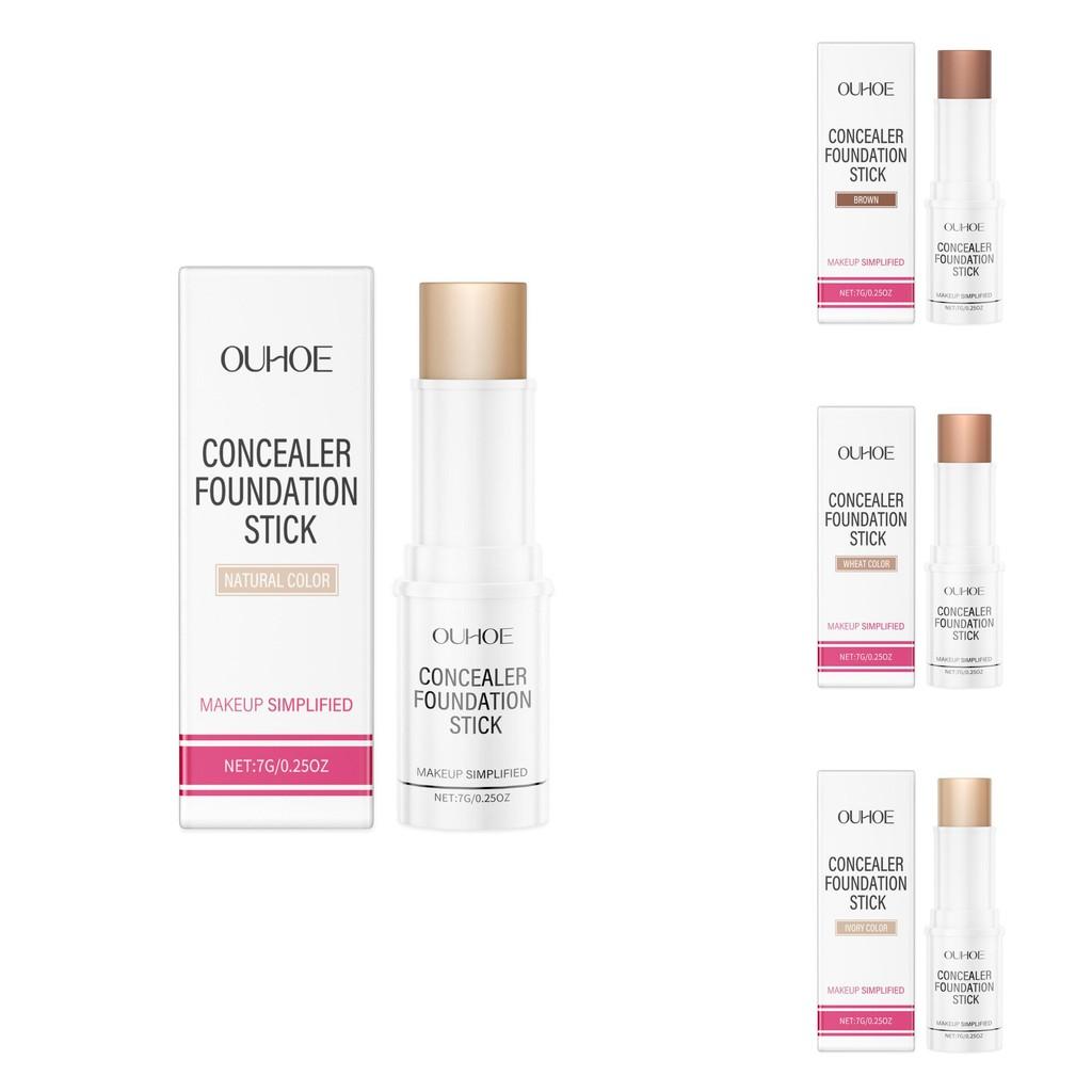 Ouhoe Waterproof Sweatproof Lightweight Concealer Foundation Stick Ivory Brown Wheat Natural Shades
