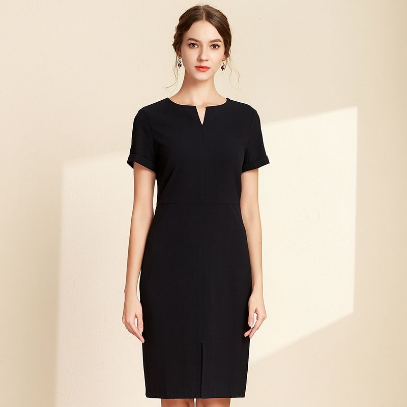 

Women s Summer Professional Slim Fit Elegant V Neck Dress Navy blue S