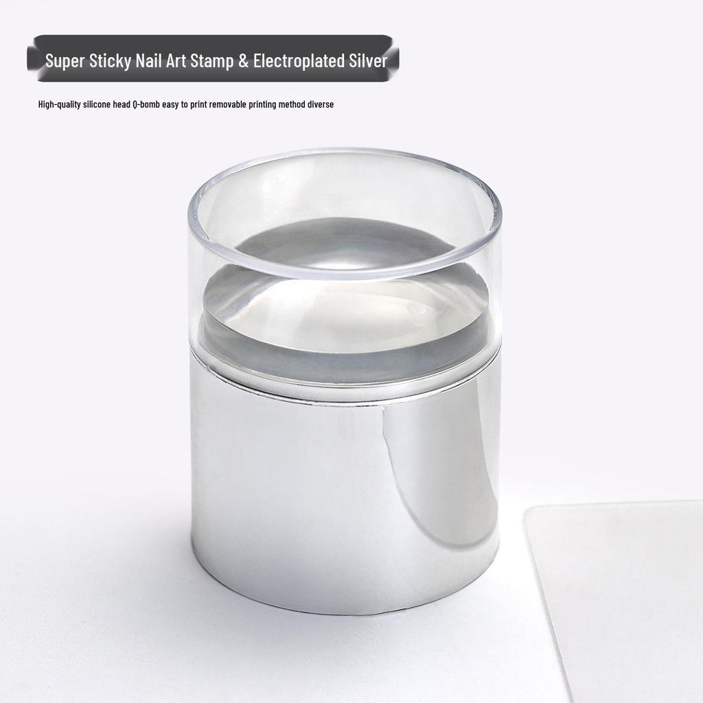 Large Silicone Nail Art Stamp with Lid - Single/Double Head French Design DIY Stamping Tools